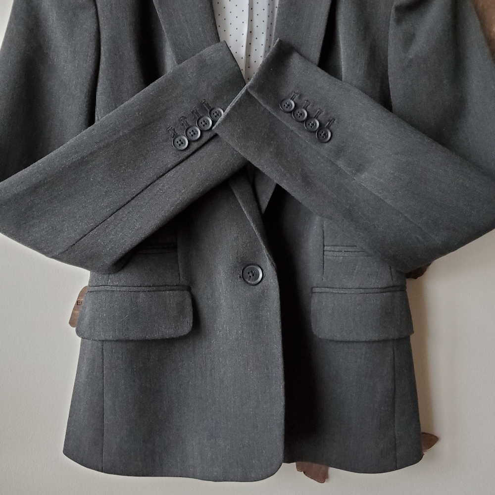 NWOT🔥EXPRESS Charcoal One-Button Notched Blazer - Picture 3 of 12